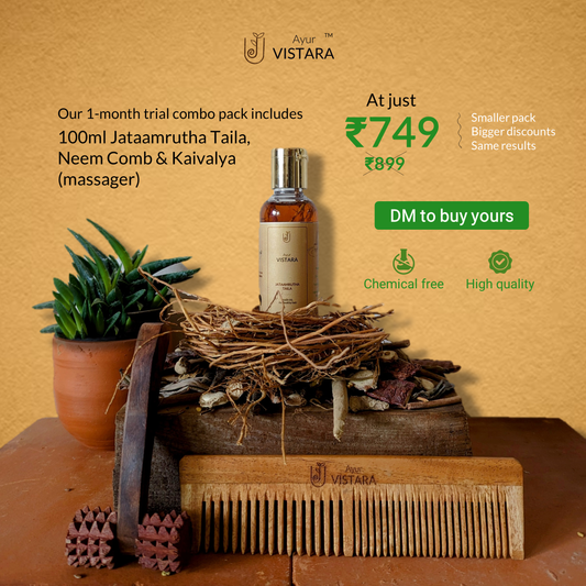 Trial Pack Combo  Jatamrutha Taila  + Wooden Hair Liner + Kaivalya Massager