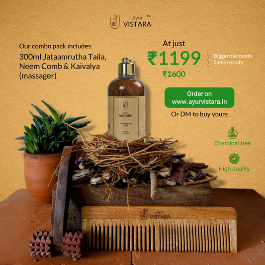 Combo  Jatamrutha Taila  + Wooden Hair Liner + Kaivalya Massager
