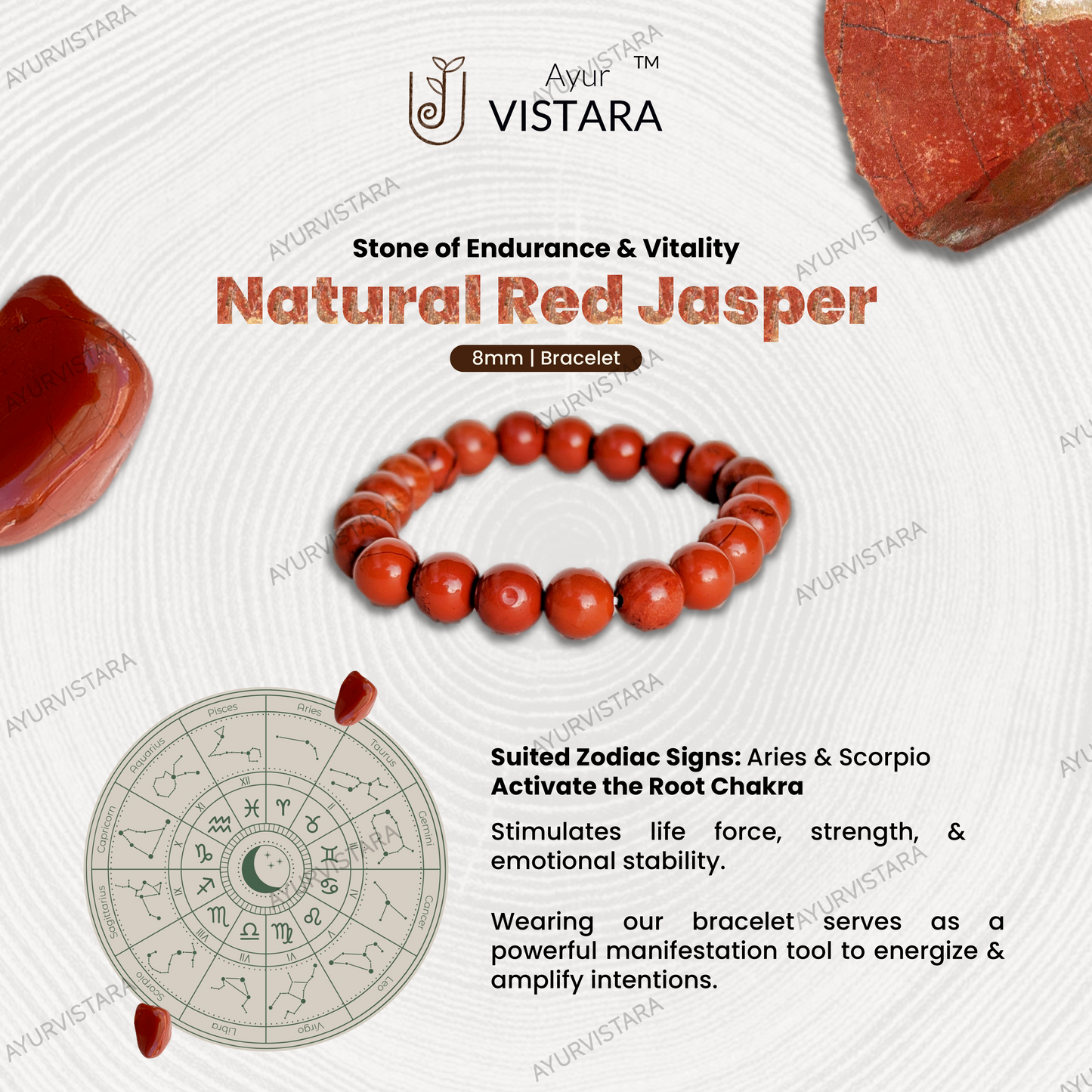 Natural red jasper